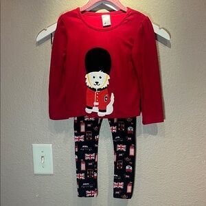 Gymboree Girl’s London Calling Scotty Dog Phone Booth Leggings Set Size 3T